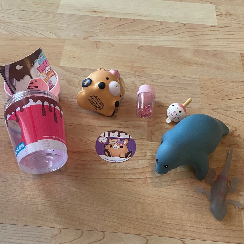 Hot Cocoa Rainbow Sprinkles Animal Friends Play Set and manatee and salamander